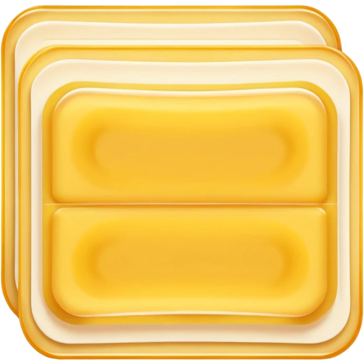 two or three overlapping rectangular wax strips, soft white paper or fabric backing, translucent yellowish wax layer in the center, clean rounded edges, single-use beauty care, soft lighting, subtle shadows, emoji scale emoji