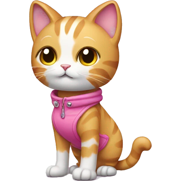 standing cat wearing pink boots emoji