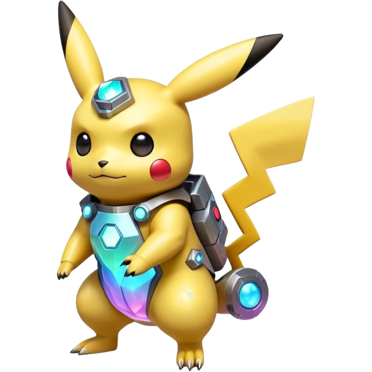 Mechanical Sparkly Glittery Nebulae Beautiful Gorgeous Pretty Pastel Hot Exotic Lush Warm Cute Adorable Colorful Shiny Iridescent Futuristic Modern Cybernetic Pikachu-Protogen-Vernid-Fakémon-Pokémon-creature-fusion (full body) emoji