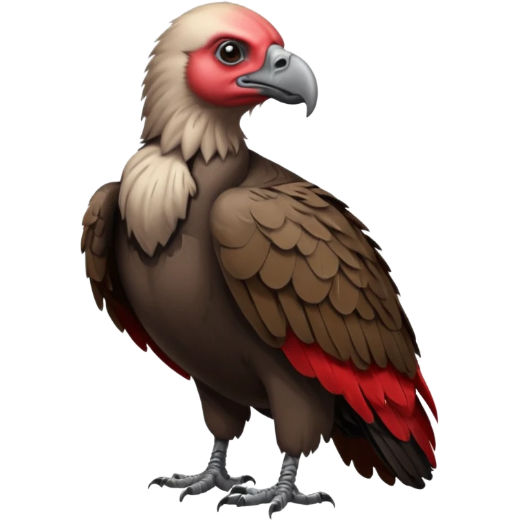 mature vulture with black and red feathers looking straight ahead. emoji