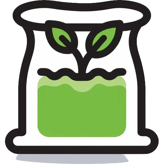 bag of organic compost with leaf symbol emoji