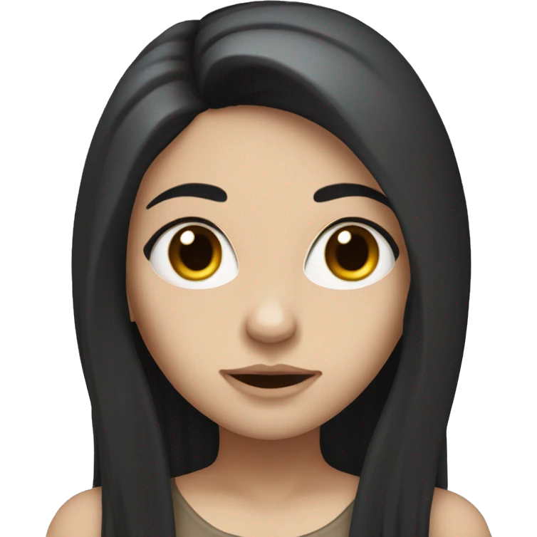 girl with long dark hair and white skin, and greek nose emoji