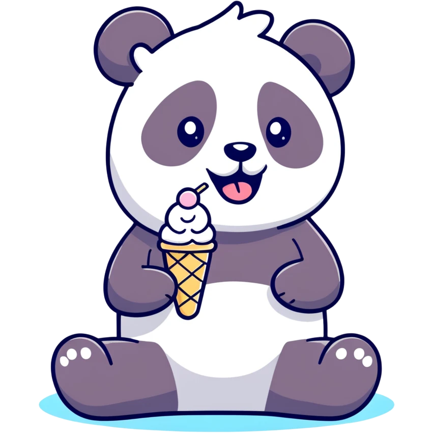Panda eating ice cream emoji