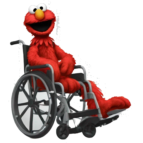 elmo as a general sitting in a wheelchair emoji