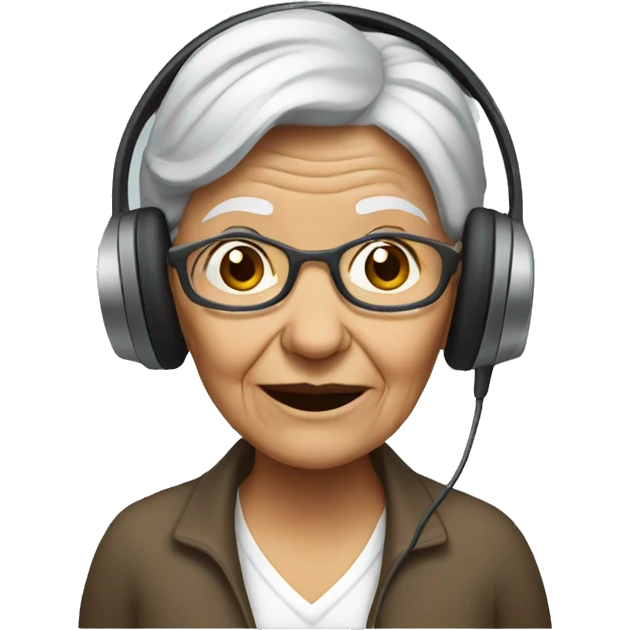 Old woman with a headphone emoji