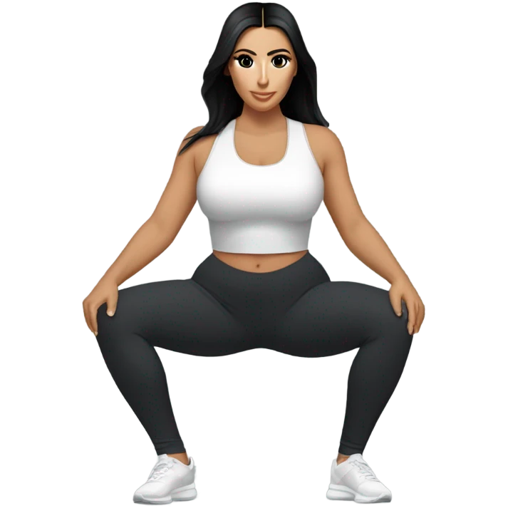 Kim K squatting  in yoga pants emoji