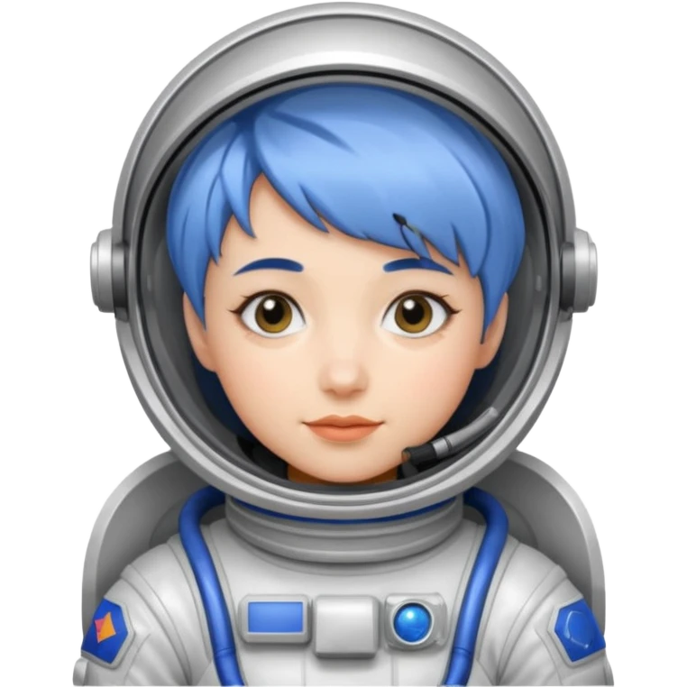 Female astronaut with short blue hair emoji