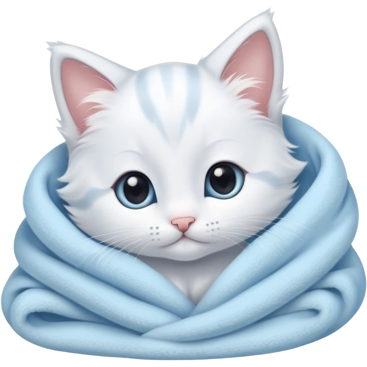 Disney-style cute kitten in blanket emoji