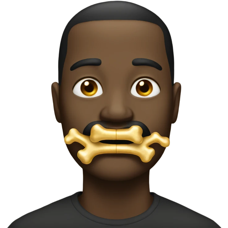 man with a golden bone in his mouth  emoji