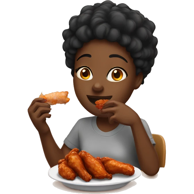 Black girl eating chicken wings emoji
