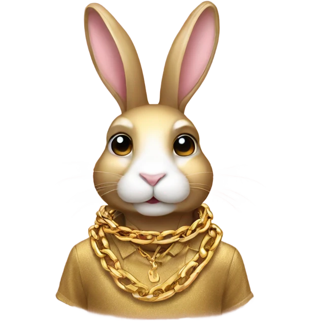 Bunny dressed in gold chain  emoji