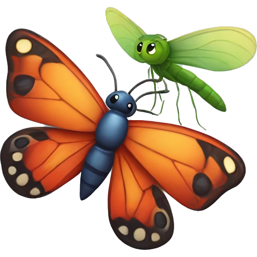 butterfly, ladybug, and dragonfly emoji