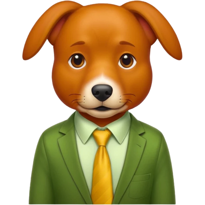 red dog with yellow tie,green shirt emoji