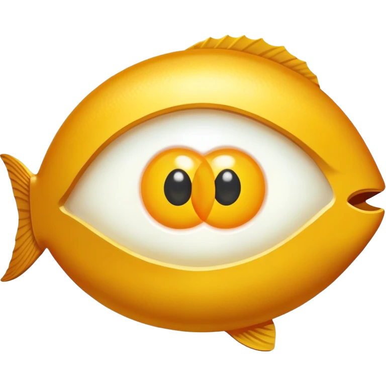 Golden liver, egg yolk, and fish floating around an eye emoji