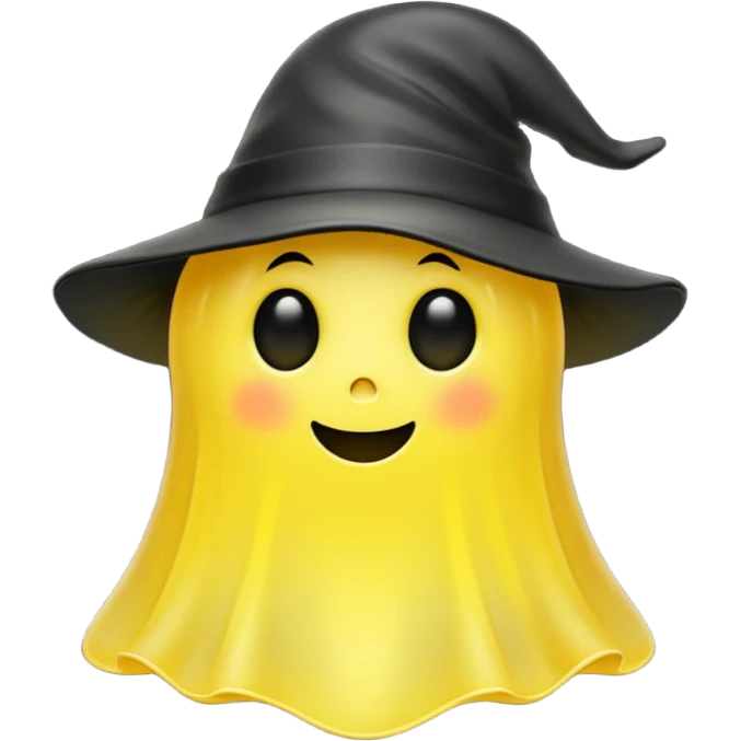 Yellow ghost with tiny black hat emoji