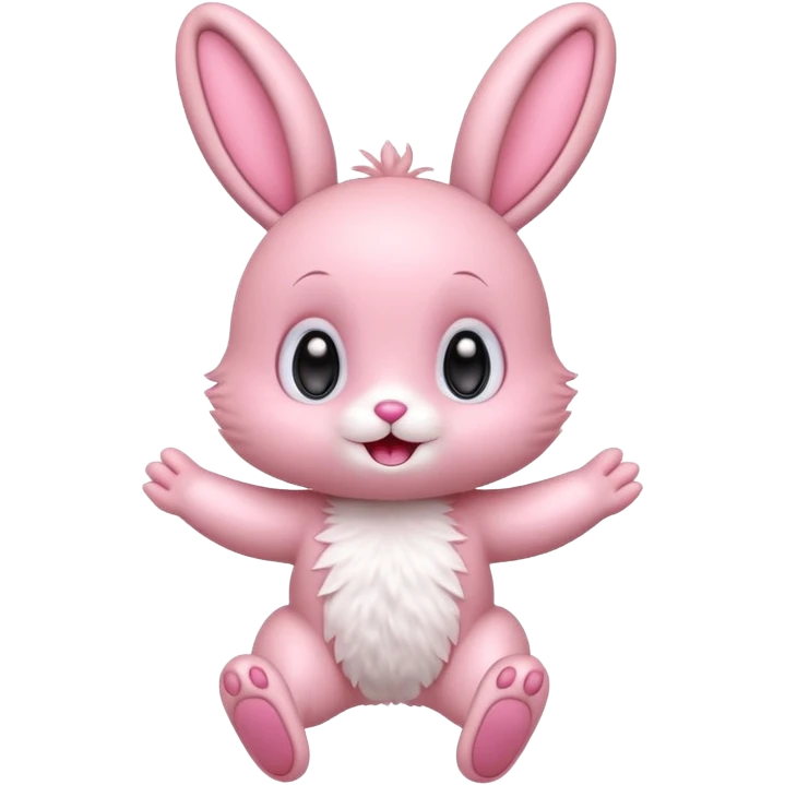 Exited pink bunny, kawaii chibi fluffy ears and body jumping of excitement  emoji
