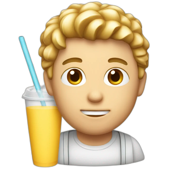 white guy dinking straw cup emoji