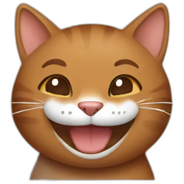 Happy brown cat smiling emoji