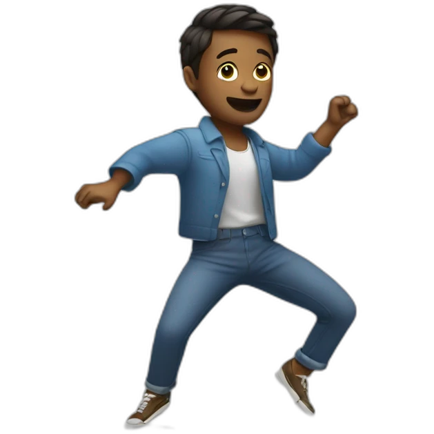 dancing man with a car emoji