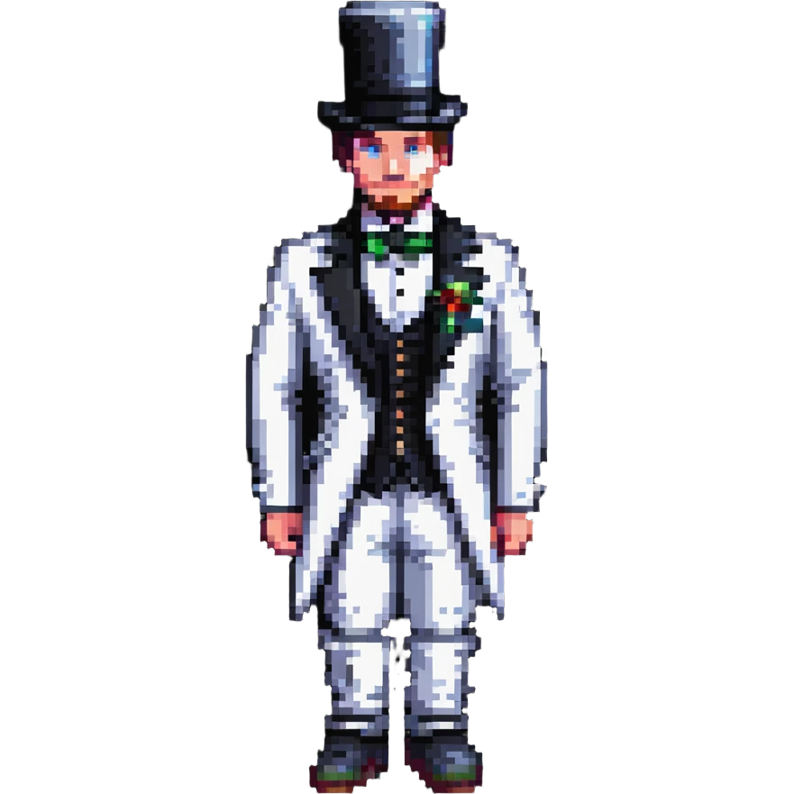 frozen man in a black and white suit with a top hat emoji