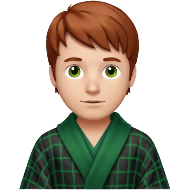 redish brown haired man with a black and green checked robe emoji