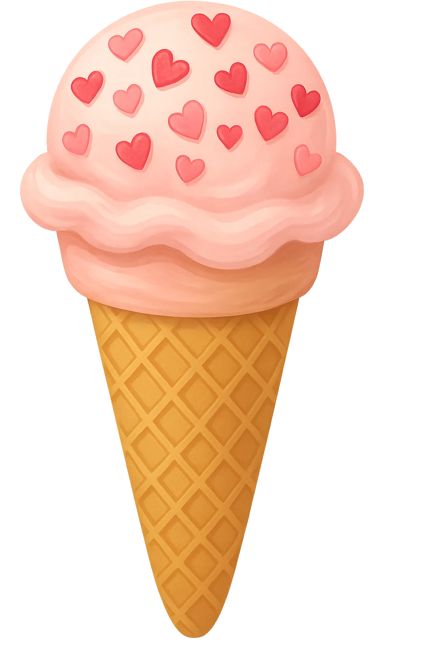 love-themed ice cream cone with heart sprinkles, no background emoji