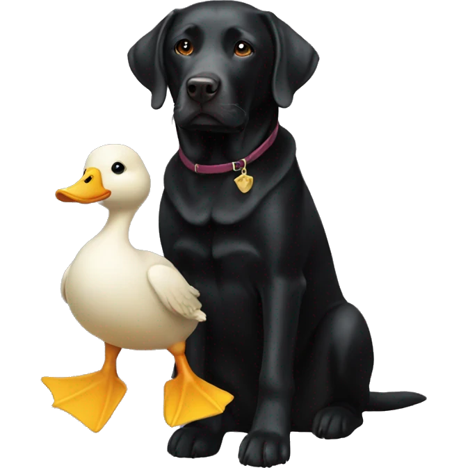 black labrador carrying a duck  emoji