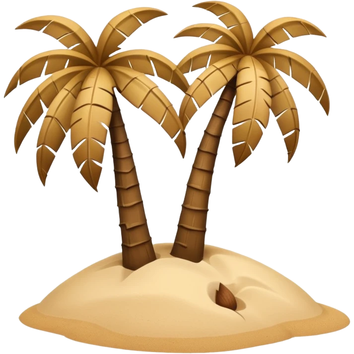 A 3D cartoon coconut palm tree with coconuts near the top and a sandy base, tropical light setting, Memoji-style realism. emoji