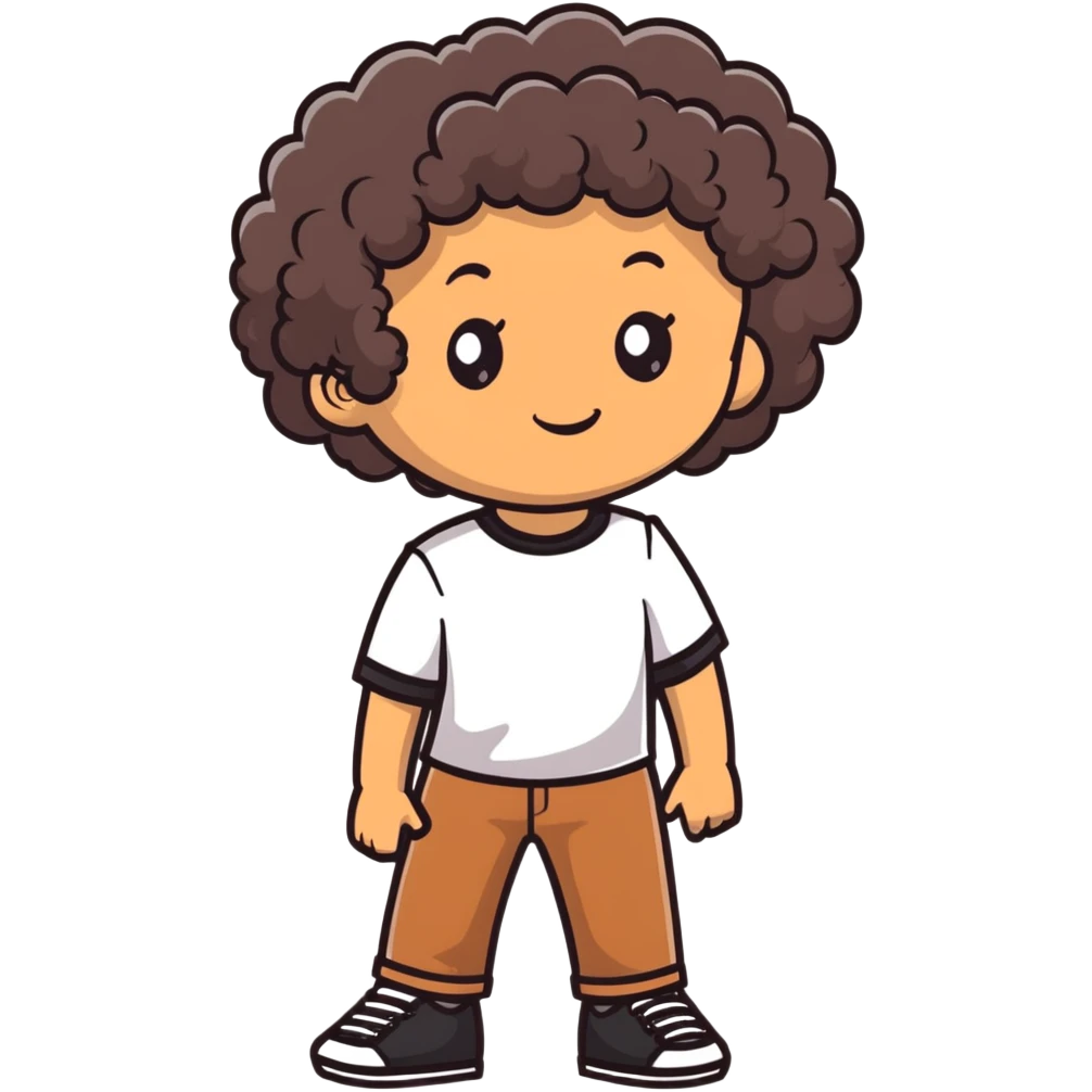 tan teenager with curly dark brown hair emoji