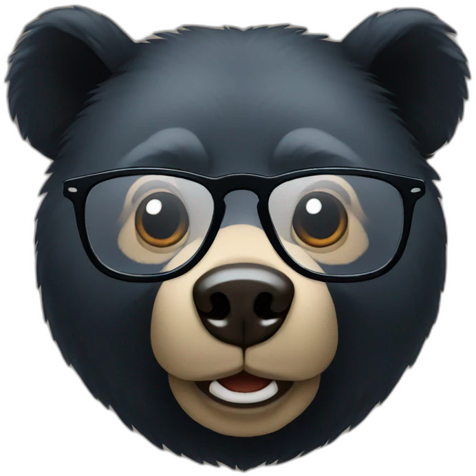 black bear with glasses emoji
