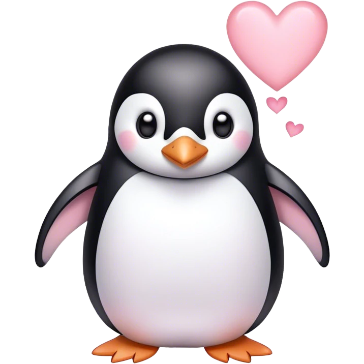 Penguin with light pink hearts emoji