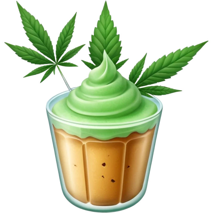 frozen dessert with cannabis leaf emoji