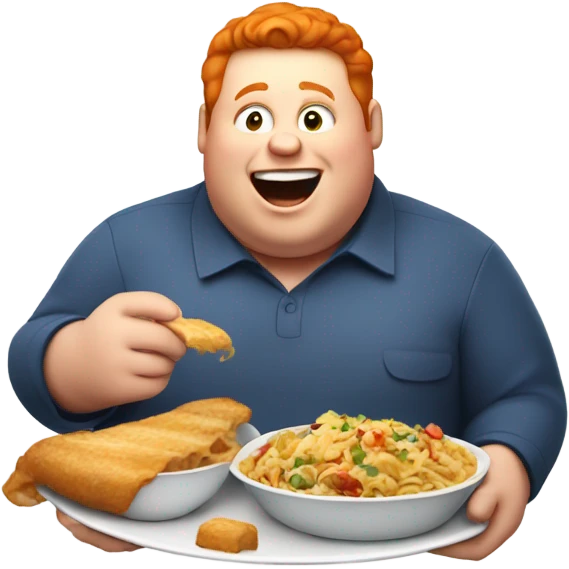 Fat Ginger Man eating food emoji