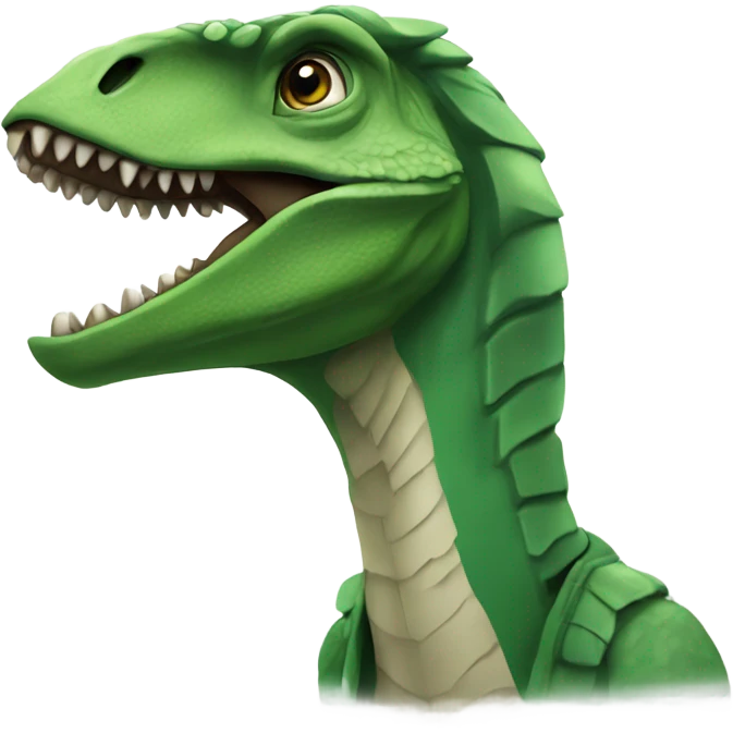 green velociraptor that is entrepreneurial and that says Fullness Global emoji