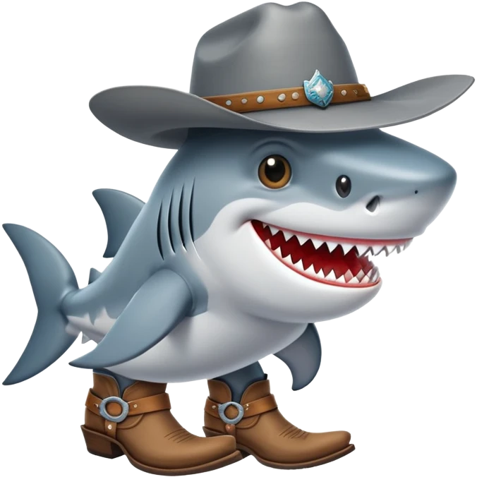 Shark wearing cowboy boots and hat emoji