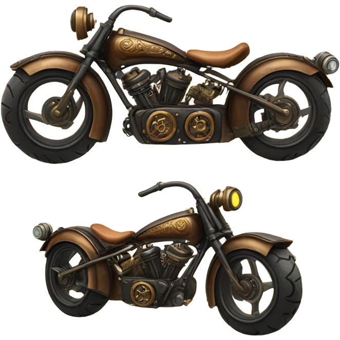 steampunk motorbike side and back view emoji