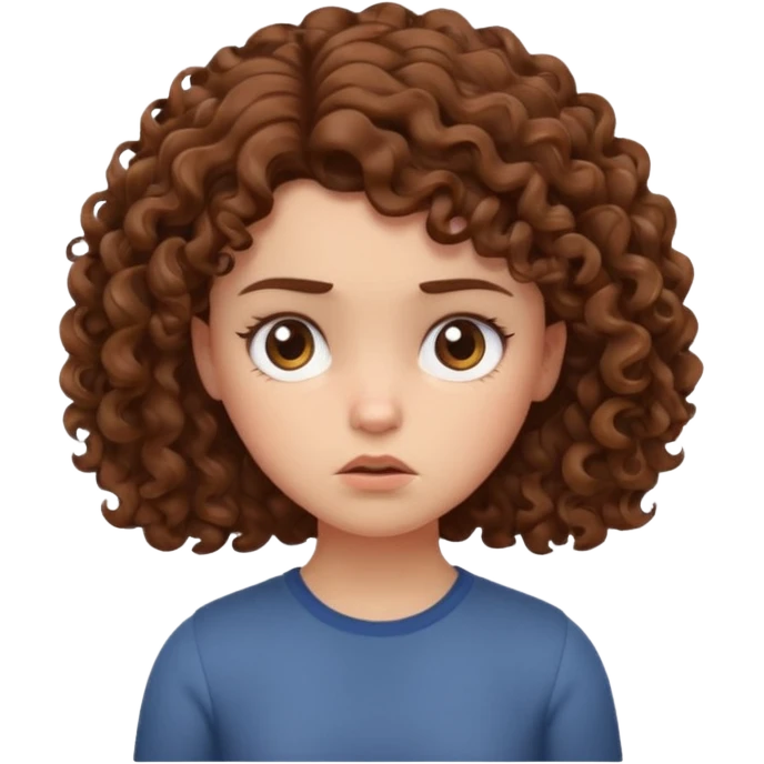 a girl with curly hair going “hmmph” and moving her head left in a cute grumpy way emoji