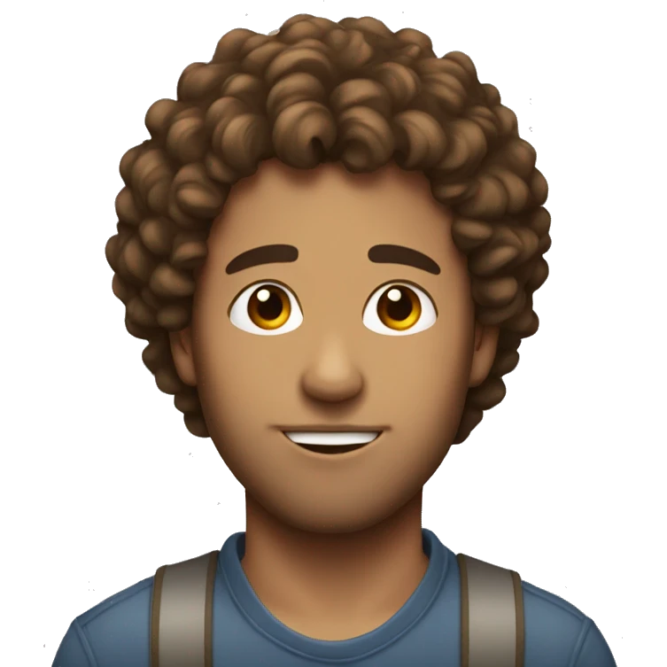 A guy with brown curly hair kissing emoji