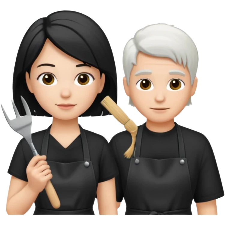 white hairstylist doing someones hair emoji