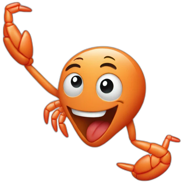 Shrimp throwing up gang signs emoji