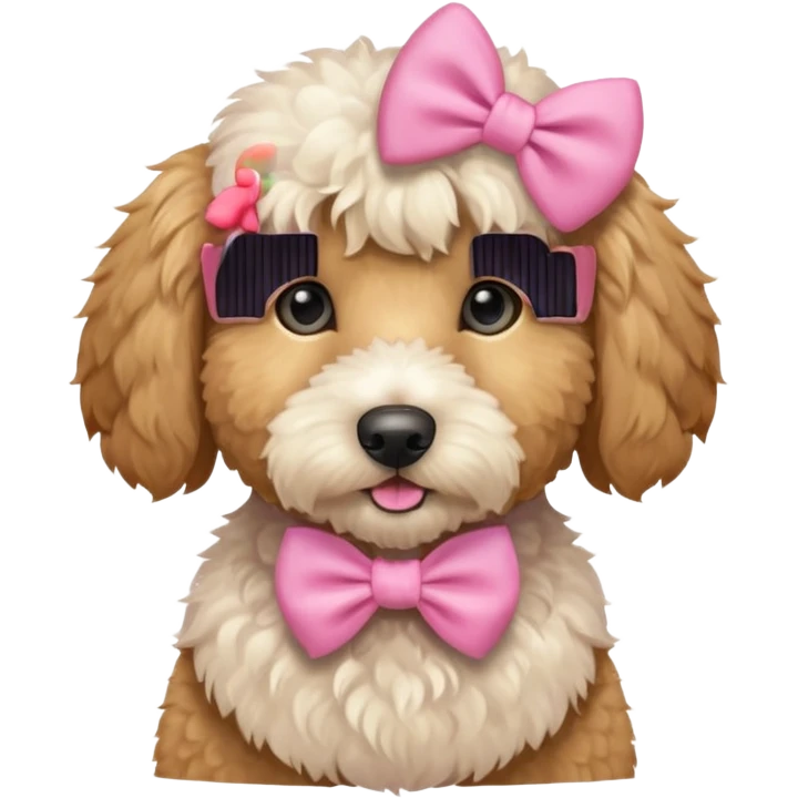 Cute Golden doodle with pink bow emoji