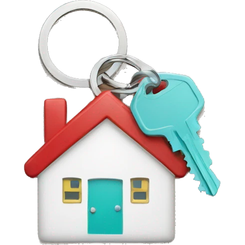 key ring with key and home emoji