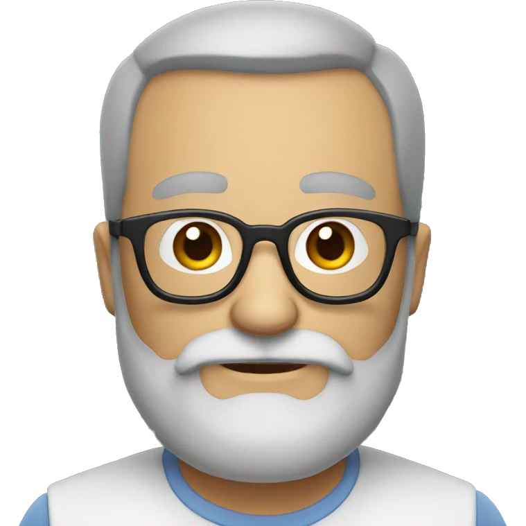 A 50ish nerd with grey beard, bold head and round glasses emoji