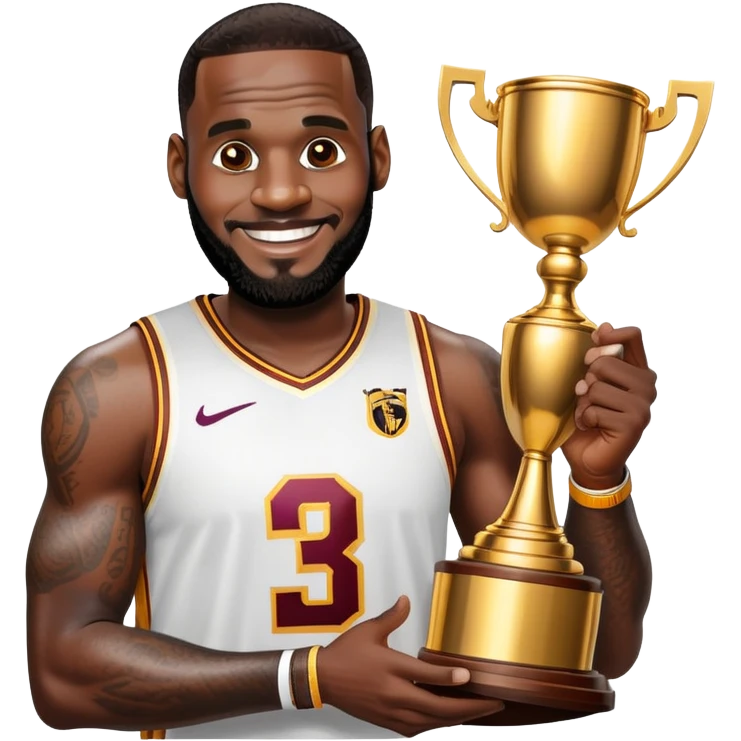 LeBron James celebrating with championship trophy emoji