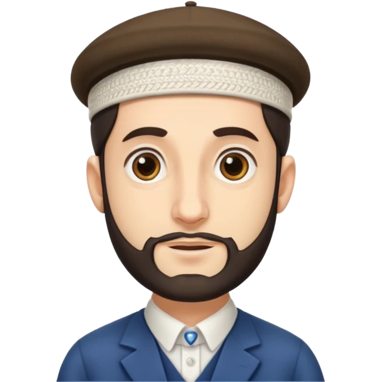 Jewish man with long side burns with kippah emoji