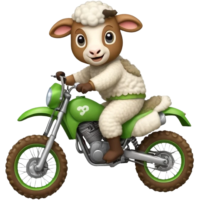 cartoon sheep on a dirt bike jumping emoji