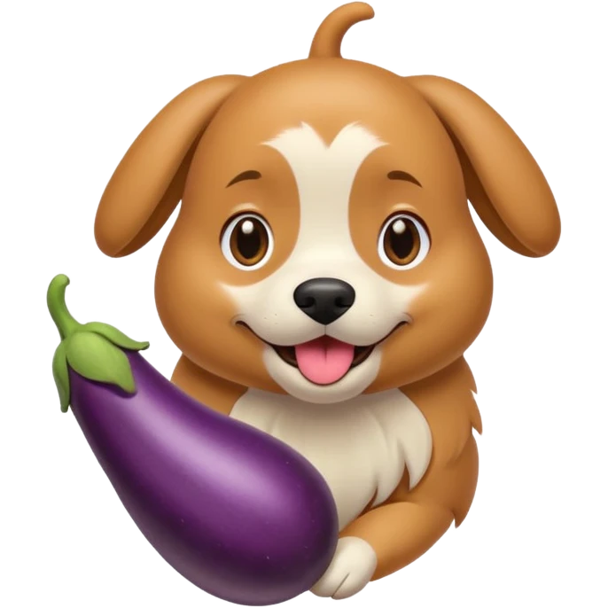 Perro tocando berenjena  emoji