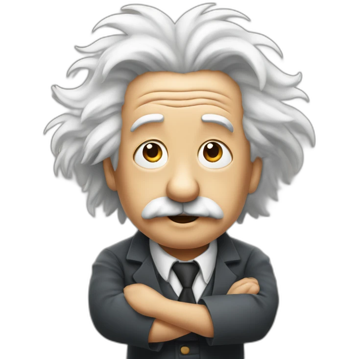 einstein shrugging with arms up in the air emoji