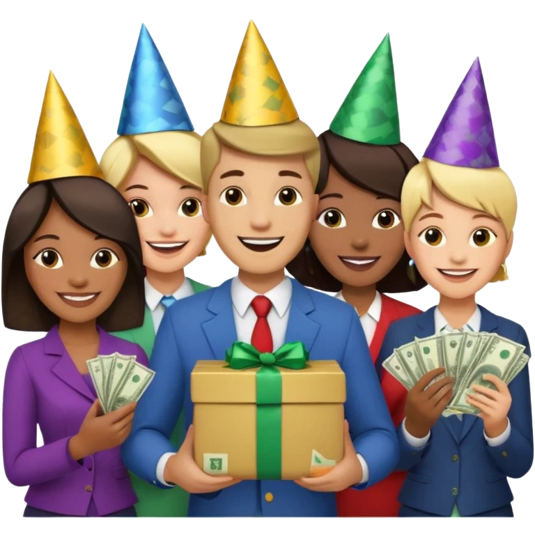 group of people who just won money emoji