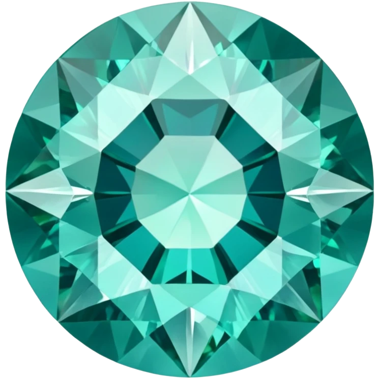 Round cut grandidierite gemstone with blue-green color and brilliant facets emoji